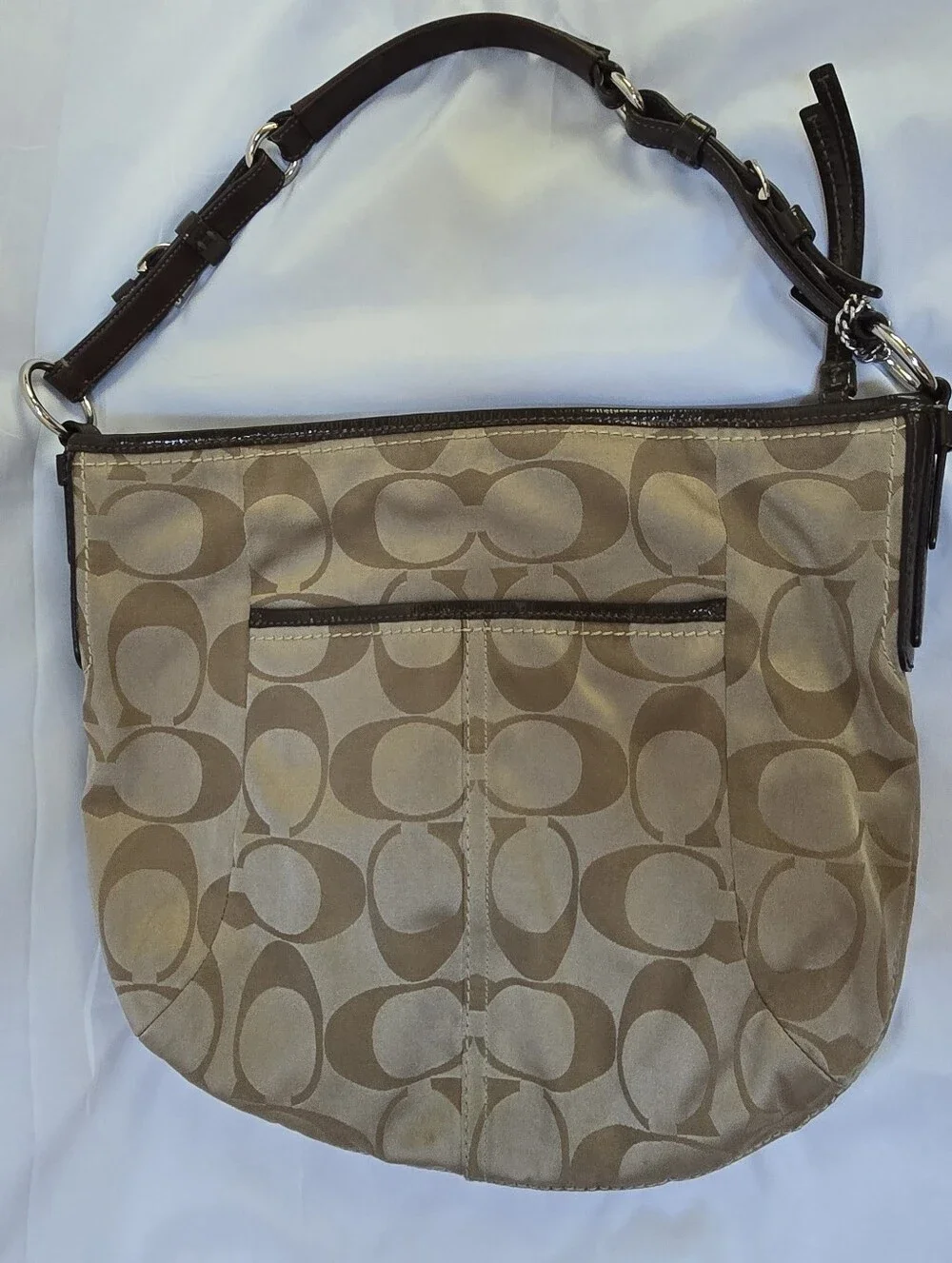 Coach Large Signature C Hobo Shoulder Bag 12676 Brown Y2K